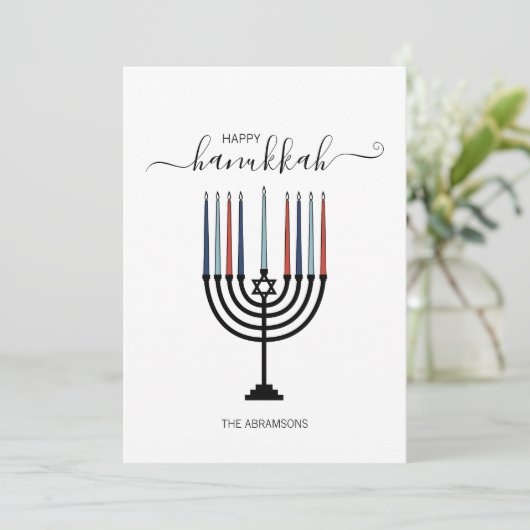Hanukkah Menorah Holiday Kaart (Staand voorkant)