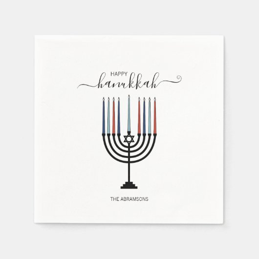 Hanukkah Menorah Holiday Paper Napkin Servet (Voorkant)