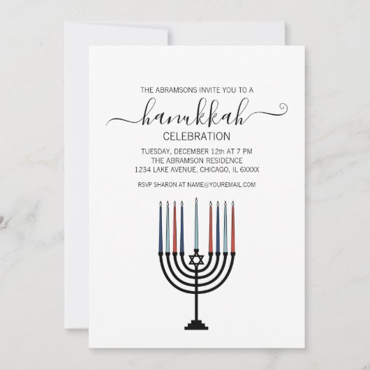 Hanukkah Menorah Holiday Party Uitnodiging (Voorkant)