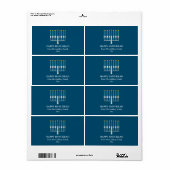 Hanukkah Menorah in Blauw Gepersonaliseerd Etiket (Full Sheet)