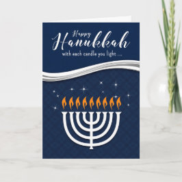 Hanukkah Menorah in Blue and White Modern Theme Feestdagen Kaart