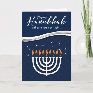 Hanukkah Menorah in Blue and White Modern Theme Feestdagen Kaart