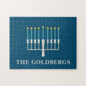 Hanukkah Menorah in Blue Personalized   Legpuzzel (Horizontaal)