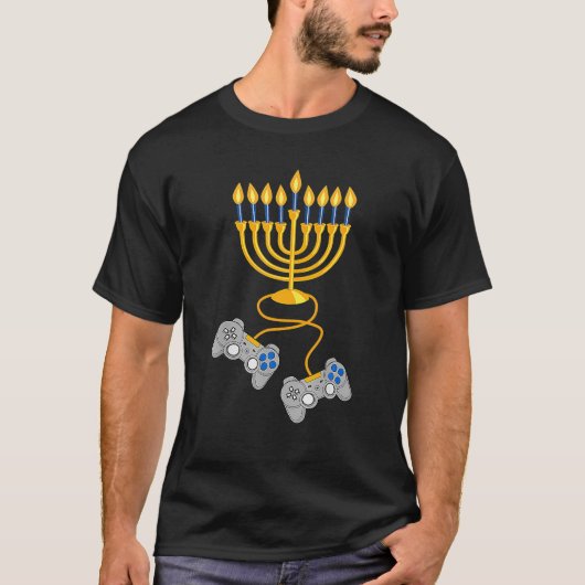 Hanukkah Menorah Kaarsen Video Game Controller T-shirt (Voorkant)