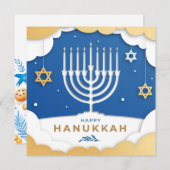 Hanukkah Menorah Kaart (Voorkant / Achterkant)