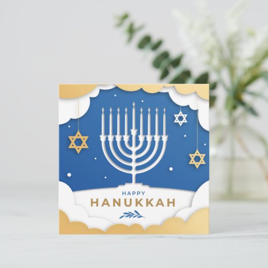 Hanukkah Menorah Kaart (Staand voorkant)