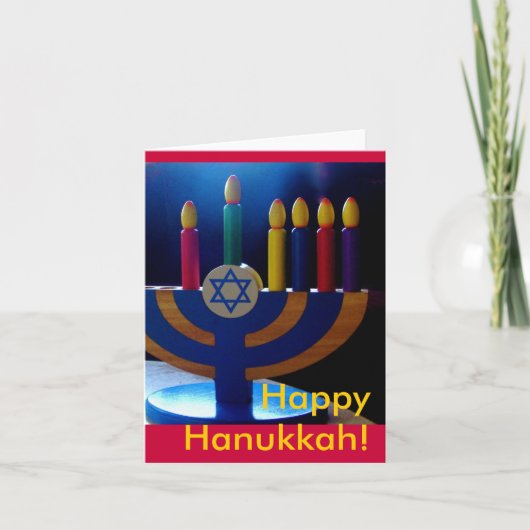 Hanukkah Menorah Kaart-kleuren Feestdagen Kaart (Voorkant)