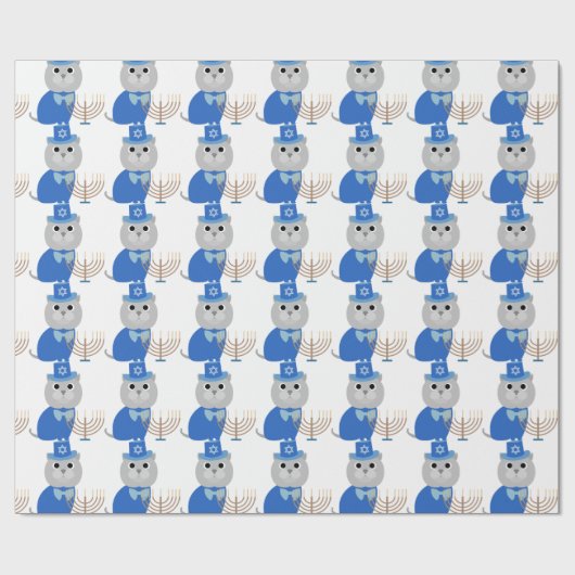 Hanukkah Menorah Kat Cadeaupapier (Vlak)