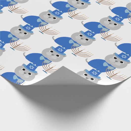 Hanukkah Menorah Kat Cadeaupapier (Hoek)