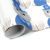 Hanukkah Menorah Kat Cadeaupapier (Rol Hoek)