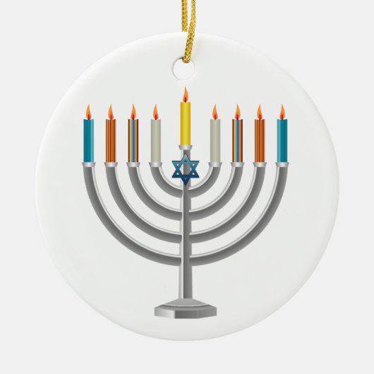 Hanukkah menorah keramisch ornament (Voorkant)