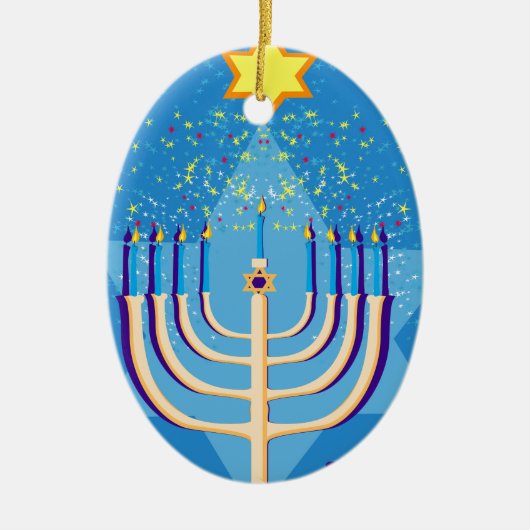hanukkah menorah keramisch ornament (Voorkant)