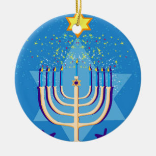 hanukkah menorah keramisch ornament