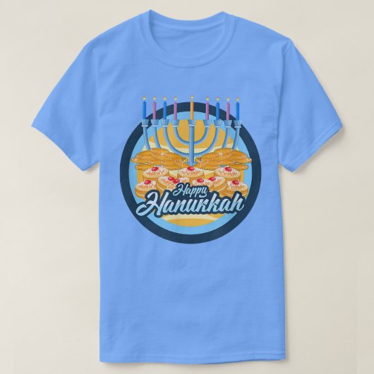 Hanukkah Menorah Latkes Doughnuts T-shirt (Design voorkant)