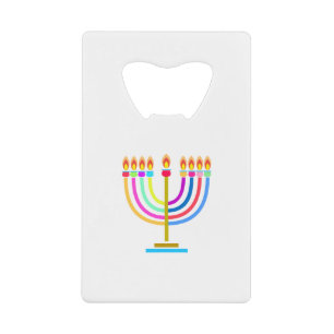 Hanukkah Menorah Lights Holiday Creditkaart Flessenopener