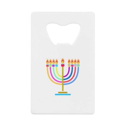 Hanukkah Menorah Lights Holiday Creditkaart Flessenopener (Voorkant)
