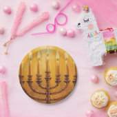 Hanukkah Menorah Lights Paper Plate Papieren Bordje (Feest)