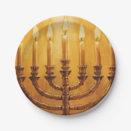 Hanukkah Menorah Lights Paper Plate Papieren Bordje