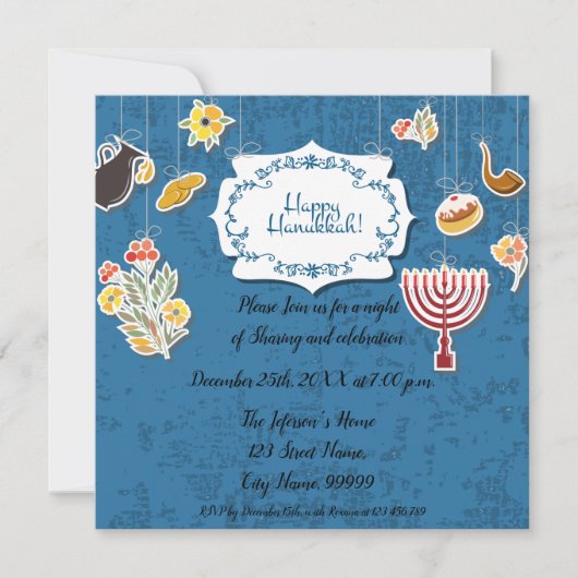 Hanukkah Menorah met de uitnodiging van kaarsen (Voorkant)