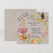 Hanukkah Menorah met de uitnodiging van kaarsen (Voorkant / Achterkant)