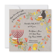 Hanukkah Menorah met de uitnodiging van kaarsen