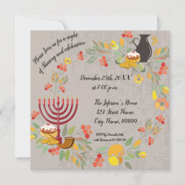 Hanukkah Menorah met de uitnodiging van kaarsen