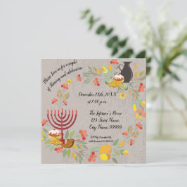 Hanukkah Menorah met de uitnodiging van kaarsen