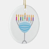 Hanukkah Menorah met gezichtsmasker Keramisch Ornament (Rechts)