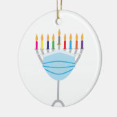 Hanukkah Menorah met gezichtsmasker Keramisch Ornament (Links)