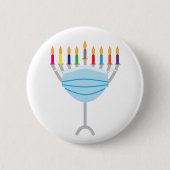 Hanukkah Menorah met gezichtsmasker Ronde Button 5,7 Cm (Voorkant)