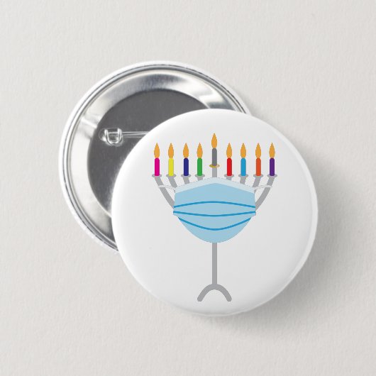 Hanukkah Menorah met gezichtsmasker Ronde Button 5,7 Cm (Voorkant /achterkant)