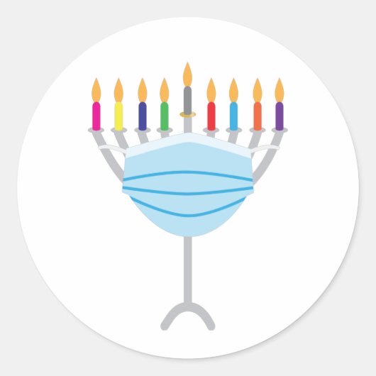 Hanukkah Menorah met gezichtsmasker Ronde Sticker (Voorkant)