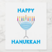 Hanukkah Menorah met gezichtsmasker Wijn Etiket (Enkel label)