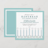 Hanukkah Menorah met kaarsen in Polka Dot Kaart (Voorkant / Achterkant)