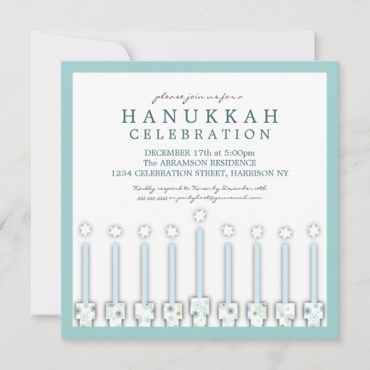 Hanukkah Menorah met kaarsen in Polka Dot Kaart (Voorkant)