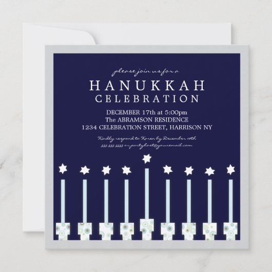 Hanukkah Menorah met kaarsen in Polka Dot Kaart (Voorkant)