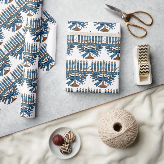 Hanukkah Menorah Met Strik Cadeaupapier (Crafts)