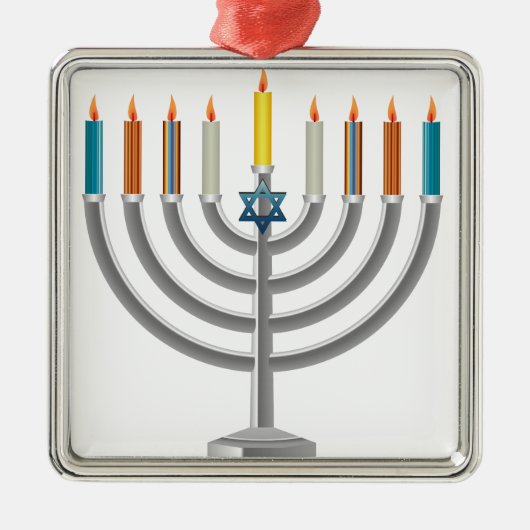 Hanukkah menorah metalen ornament (Voorkant)