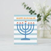 Hanukkah Menorah Modern blauw Wenskaart Feestdagenkaart (Staand voorkant)
