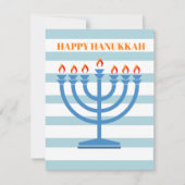 Hanukkah Menorah Modern blauw Wenskaart Feestdagenkaart (Voorkant)