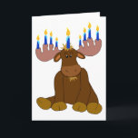 Hanukkah Menorah Moose Card Feestdagen Kaart<br><div class="desc">Pas deze kaart aan met uw eigen begroeting op de cover en in de binnenkant.</div>