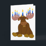 Hanukkah Menorah Moose Card Feestdagen Kaart<br><div class="desc">Pas deze kaart aan met uw eigen begroeting op de cover en in de binnenkant.</div>