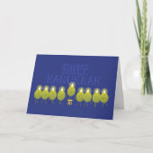 Hanukkah Menorah Olijven, Blauw Gevouwen Groep Kaart (Voorkant)