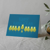 Hanukkah Menorah Olijven, Blauwgroen Blauw Gevouwe Kaart