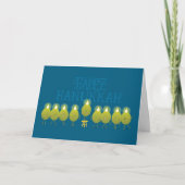 Hanukkah Menorah Olijven, Blauwgroen Blauw Gevouwe Kaart (Voorkant)
