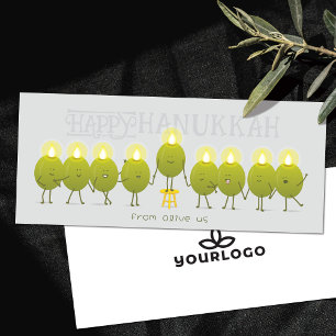 Hanukkah Menorah Olijven Gray Bedrijfslogo Kaart