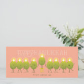 Hanukkah Menorah Olijven | Groepswenskaart (Staand voorkant)