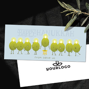 Hanukkah Menorah Olijven Pale Blue Company Kaart