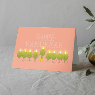 Hanukkah Menorah Olijven, Perzik Vouw Groep Kaart