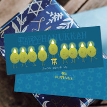 Hanukkah Menorah Olijven | Teal Blauwe Groepskaart